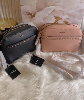 Dkny Stefani Logo Mini Dome Handbag Crossbody White Pink